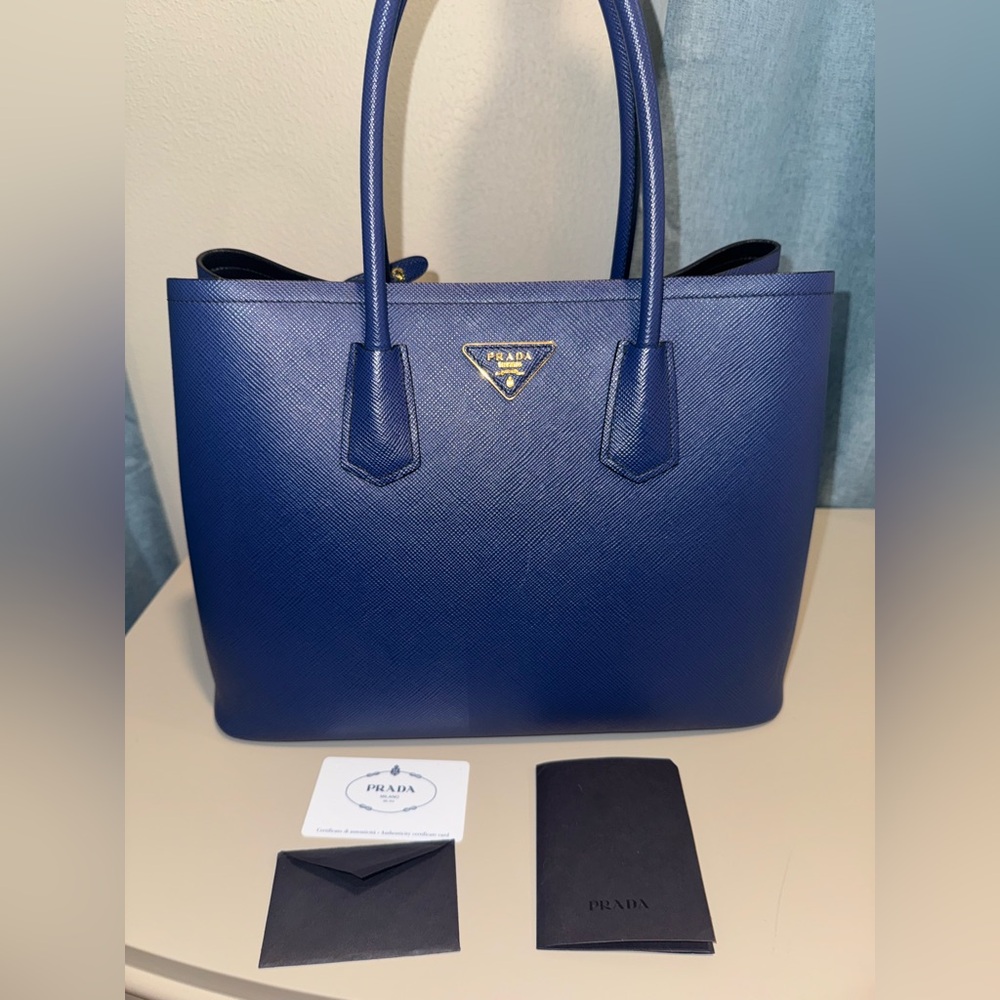 Prada Saffiano Cuir Leather Double Bag Medium